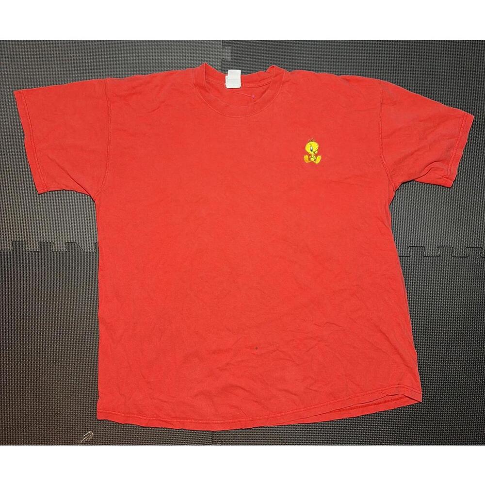 Vintage 90’s Tweety Bird Looney Tunes 2XL XXL T-Shirt Red Embroidered Bugs VTG￼￼